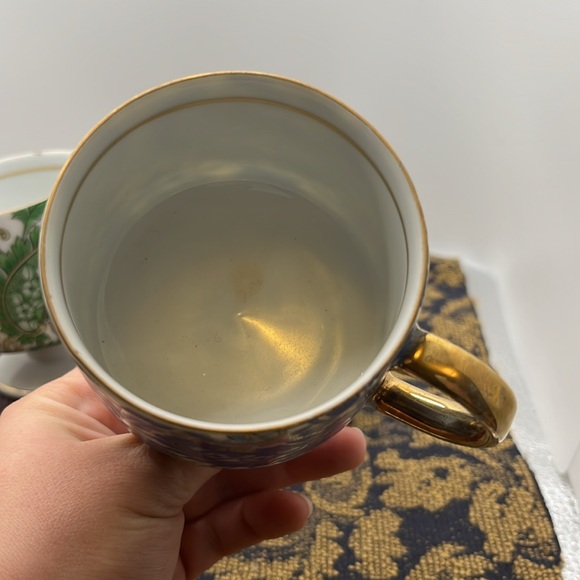 Royal Paisley Set of Two Green and Blue Pedestal Coffee Cups 1984 - Picture 3 of 8